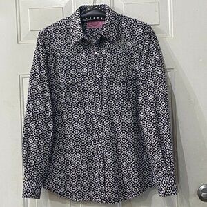 NEW Cowgirl Hardware  Sz M Western Snap Shirt 2 Pockets Long Sleeve  Rhinestones